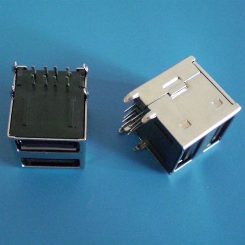 USB 母座 A型 90°插板 双层