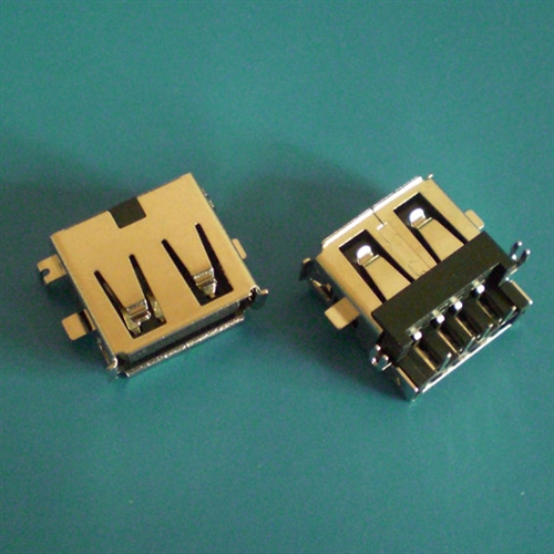 USB 母座 A型 90°插板 (沉板) 带鱼叉 黑色