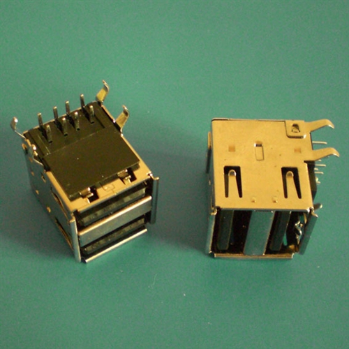 USB 母座 A型 90°插板 双层 半包