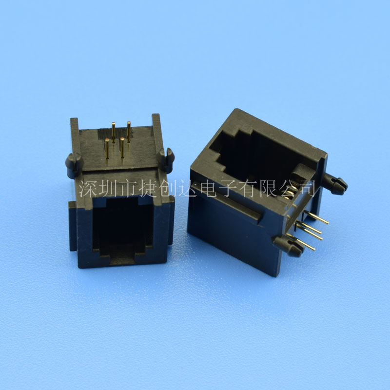 RJ11 4P4C 90度 下接 有耳